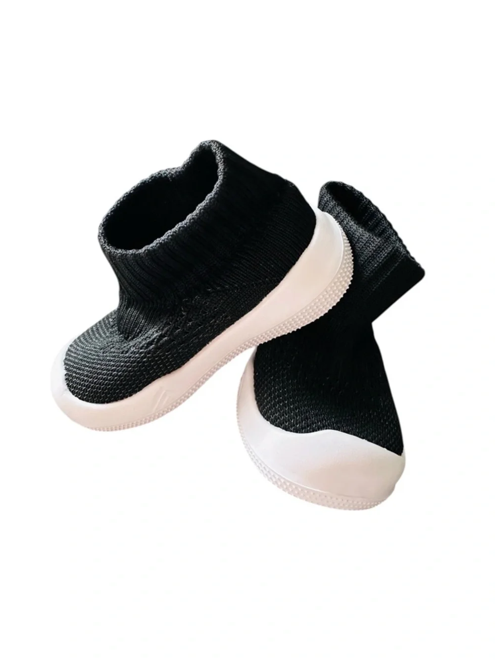 Black Slip-On Toddler Sock Shoes 7-8 Ages 1-3 NEW! - Picture 2 of 8